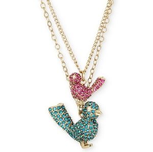 🐦Betsey Johnson pink and blue bird necklace